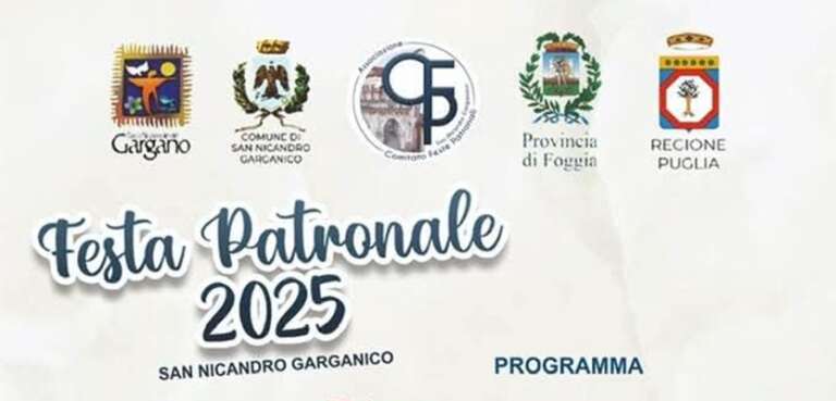 IL PROGRAMMA DELLA FESTA PATRONALE 2025 DI SAN NICANDRO GARGANICO