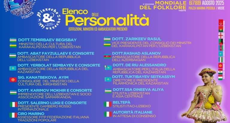 VIESTE, AUTORITÀ PRESENTI MONDIALE DEL FOLKLORE