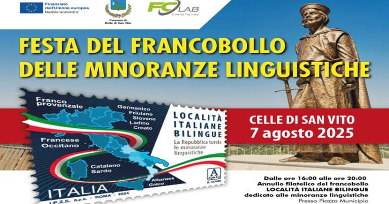 A CELLE DI SAN VITO LA “FESTA DEL FRANCOBOLLO DELLE MINORANZE LIMGUISTICHE”