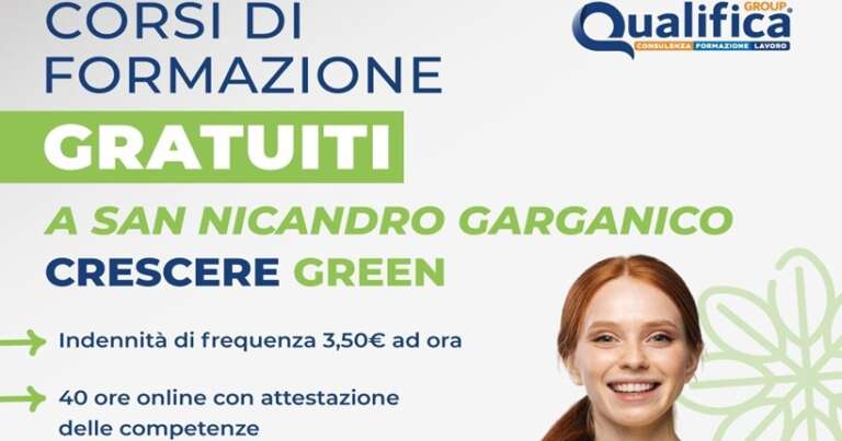 SAN NICANDRO GARGANICO, APERTE LE ISCRIZIONI AI CORSI DI FORMAZIONE GRATUITI DI QUALIFICA GROUP