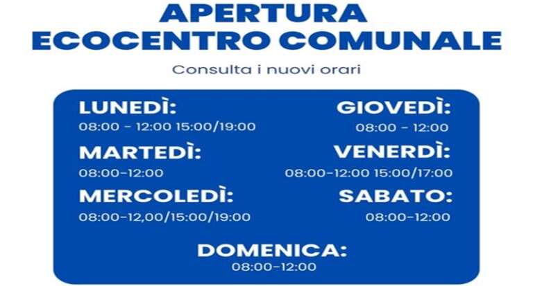 ECOCENTRO DI SAN NICANDRO GARGANICO: I NUOVI ORARI