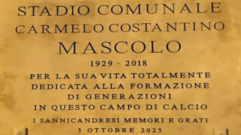 LA FAMIGLIA MASCOLO RINGRAZIA PER LA INTITOLAZIONE DELLO STADIO COMUNALE A COSTANTINO MASCOLO