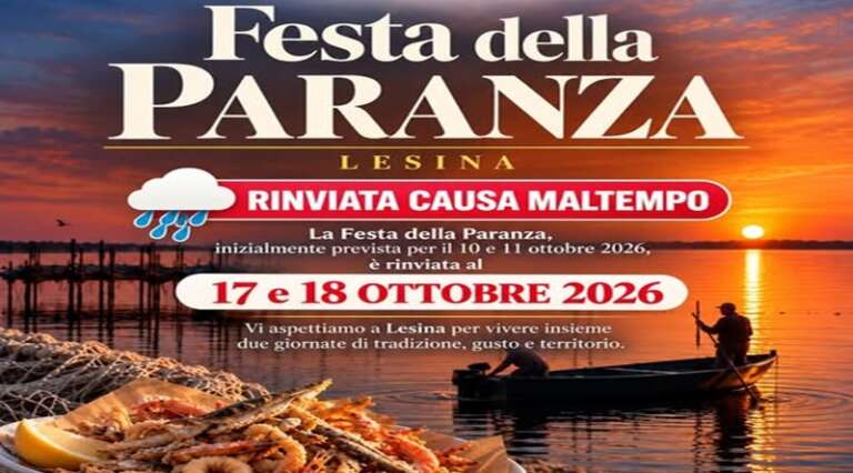 LESINA, CAUSA MALTEMPO RINVIATA LA “FESTA DELLA PARANZA”